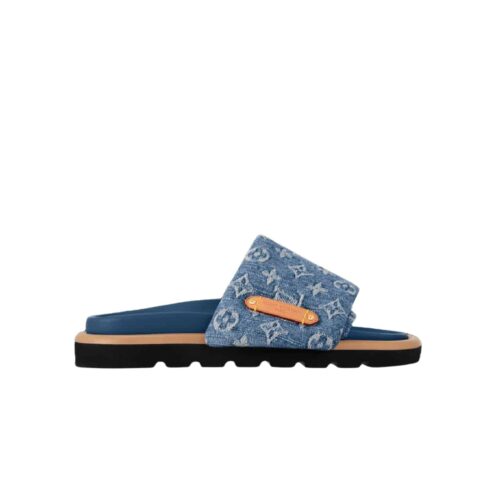 Louis Vuitton Pool Pillow Flat Comfort Mules Blue 1Acjvh