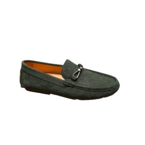 LOUIS VUITTON LV DAMIER SUEDE LEATHER LOAFERS IN DARK GREEN