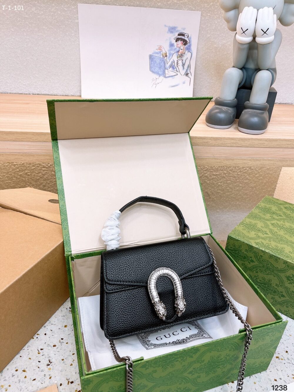 GUCCI DIONYSUS MINI TOP HANDLE BAG BLACK 18CM 752029 CAOGN 1155 - Image 4