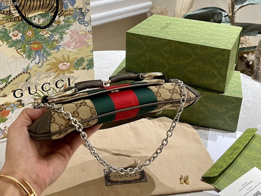 GUCCI HORSEBIT CHAIN SMALL SHOULDER BAG BEIGE 29CM ‎764339 FACM2 8747 - Image 7