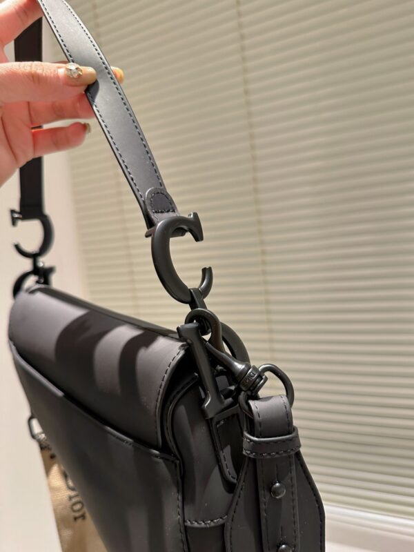 DIOR ULTRA MATTE LEATHER SADDLE BAG BLACK 25CM - Image 7