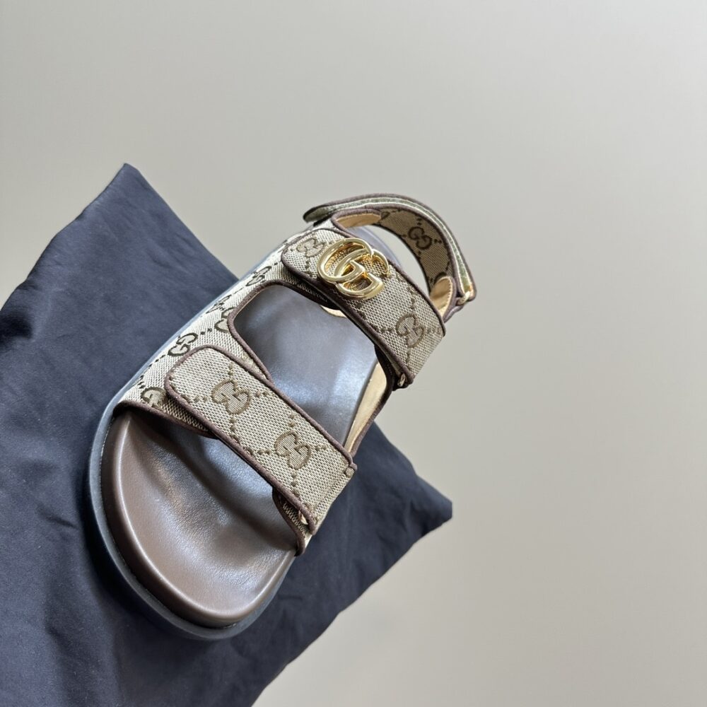 GUCCI DOUBLE G SANDAL BEIGE AND EBONY 771575 G1730 9755 - Image 3