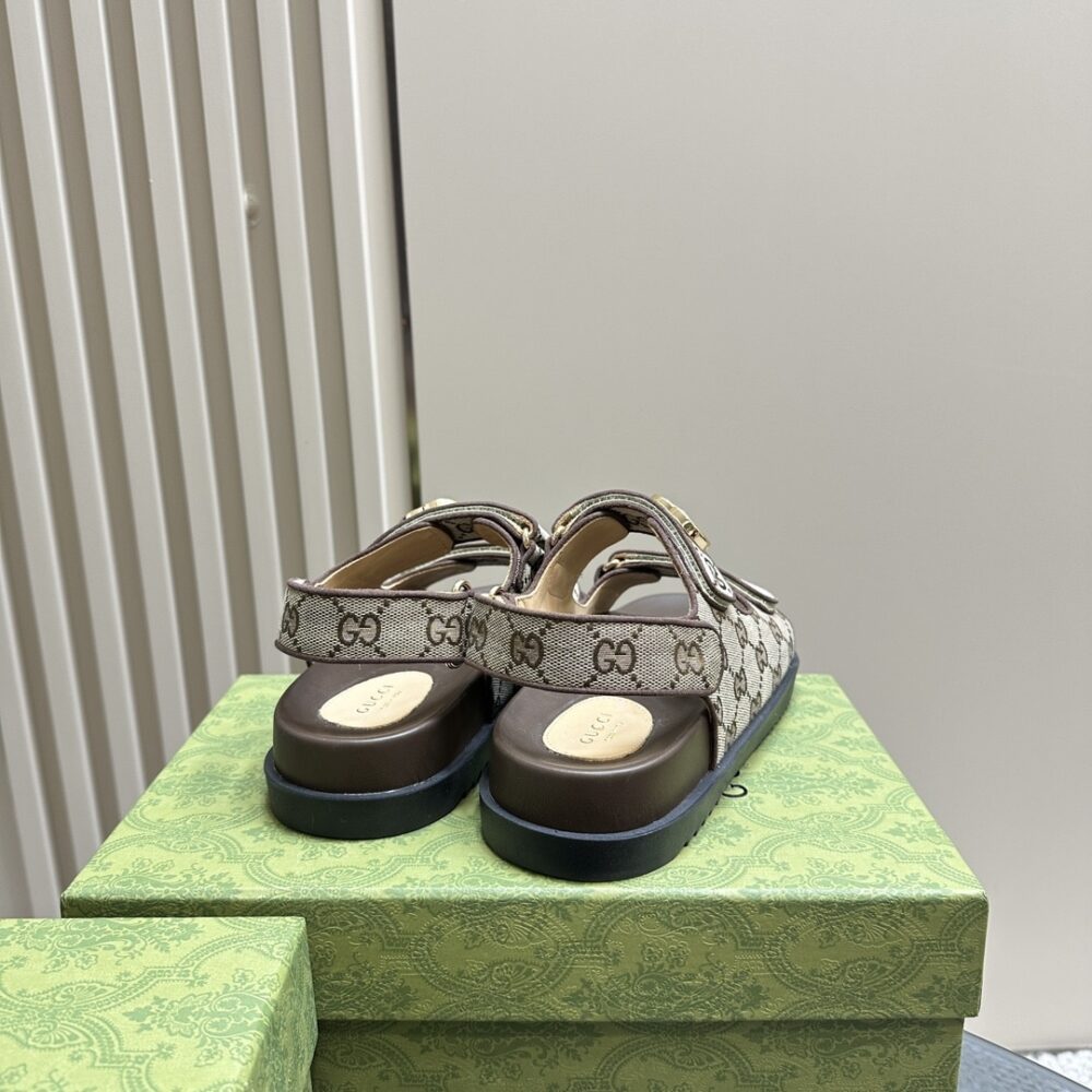 GUCCI DOUBLE G SANDAL BEIGE AND EBONY 771575 G1730 9755 - Image 5