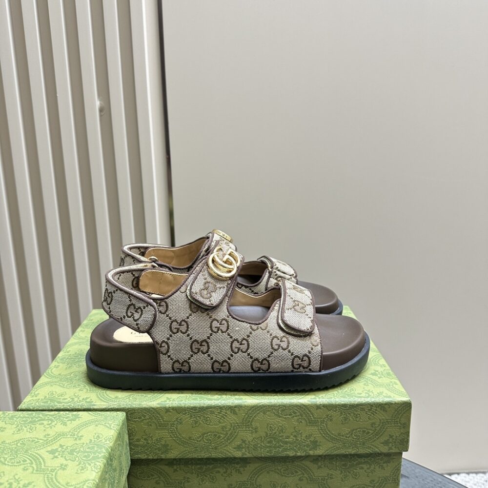 GUCCI DOUBLE G SANDAL BEIGE AND EBONY 771575 G1730 9755 - Image 2