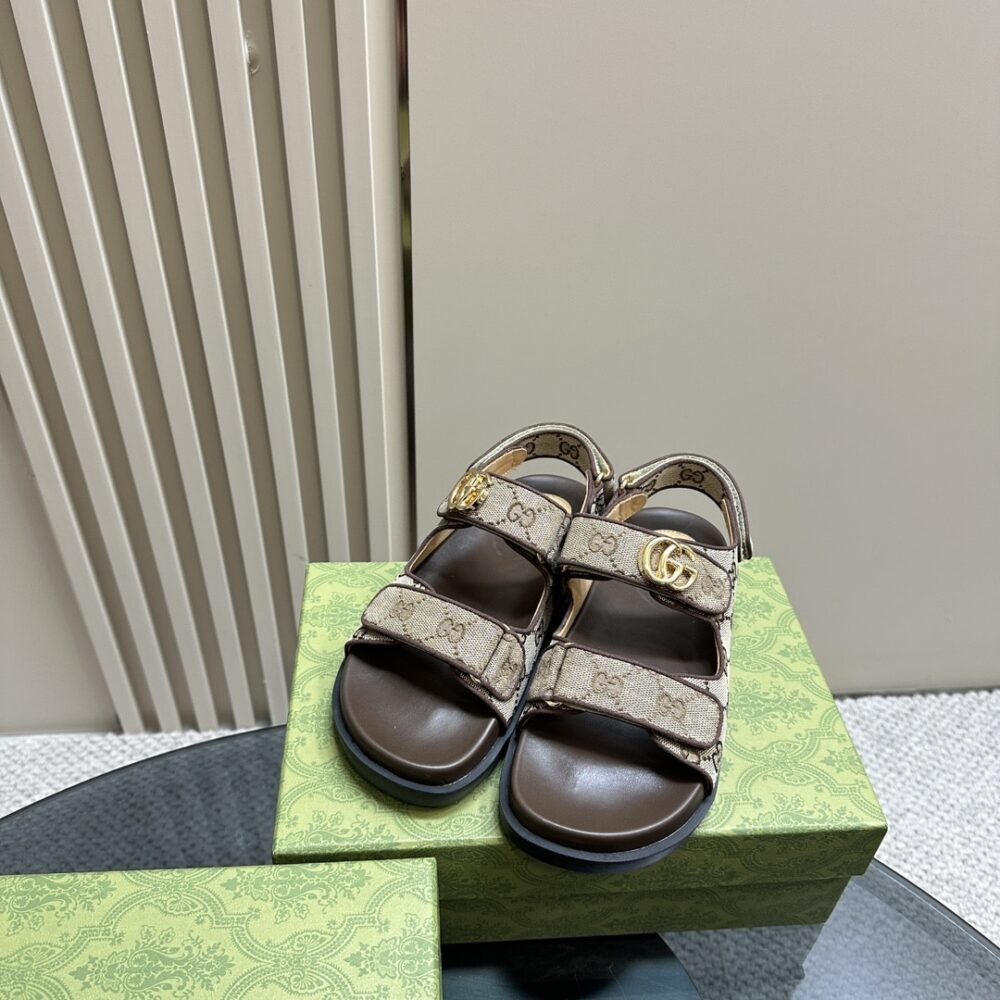 GUCCI DOUBLE G SANDAL BEIGE AND EBONY 771575 G1730 9755 - Image 6