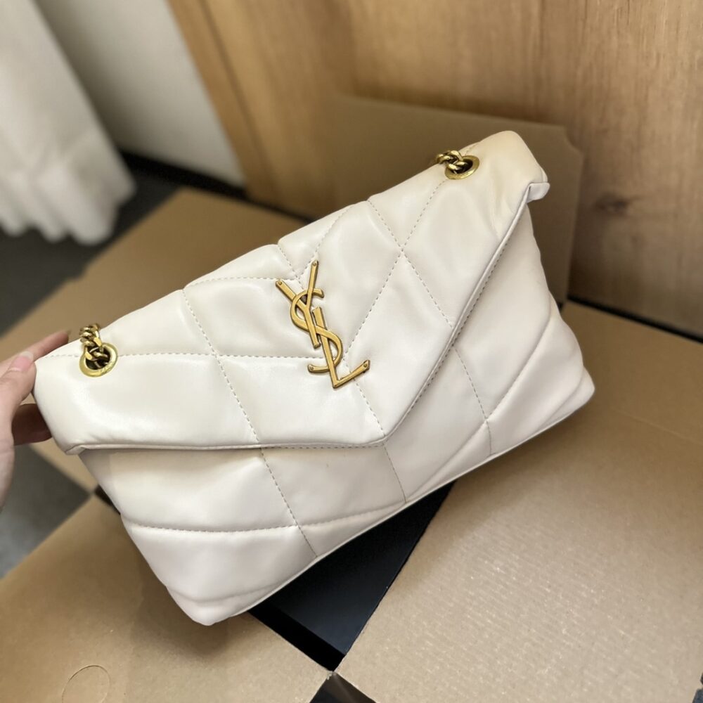 SAINT LAURENT LOULOU PUFFER SMALL SHOULDER BAG IN SOFT CREAM 28CM - Image 2