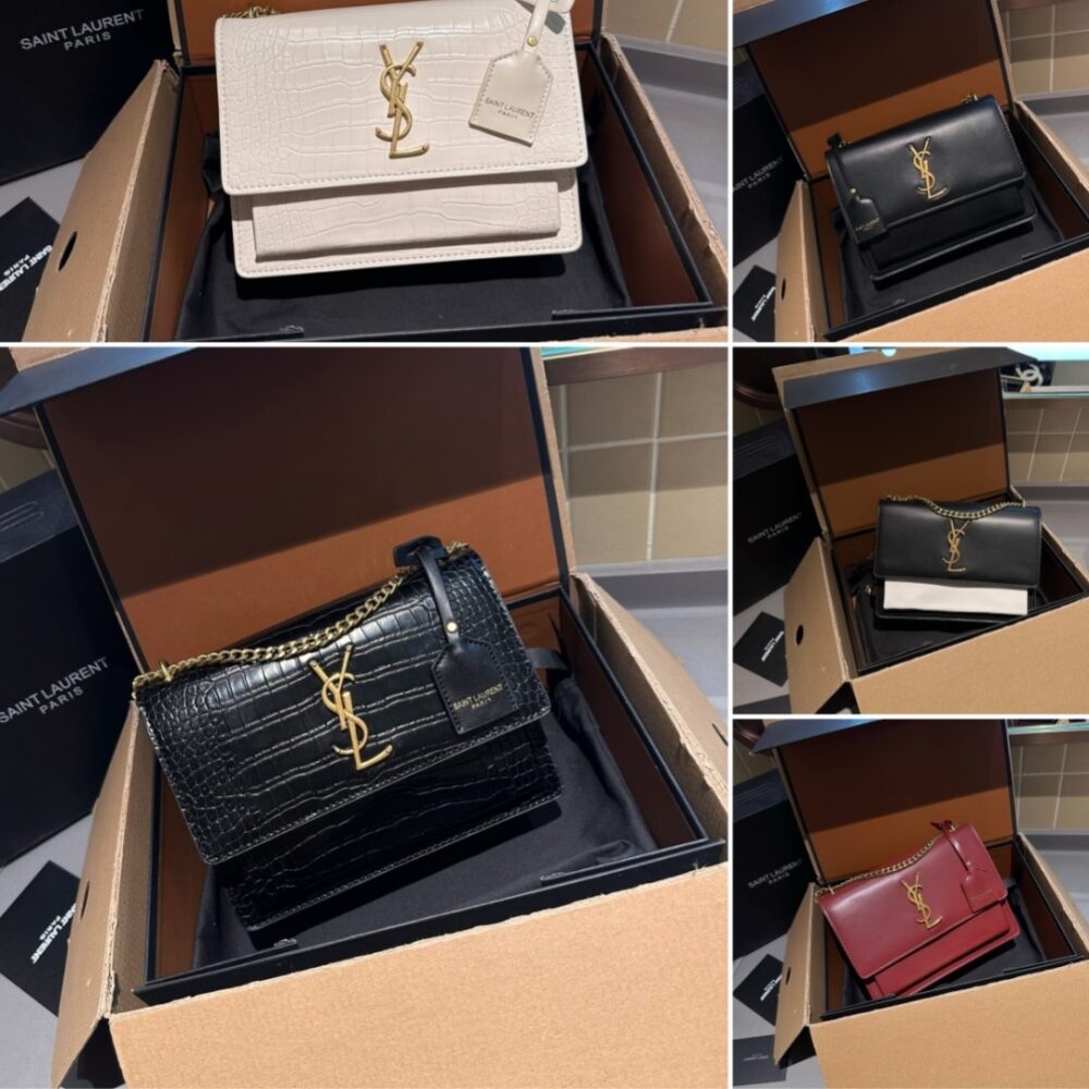 SAINT LAURENT SUNSET SMOOTH LEATHER SHOULDER BAG BICOLOR 23CM - Image 3