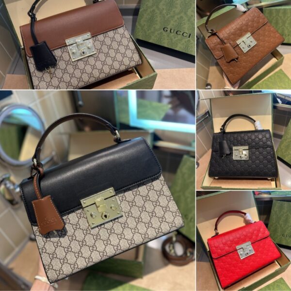 GUCCI PADDLE LOCK GG SUPREME TOP HANDLE BLACK 28CM - Image 8