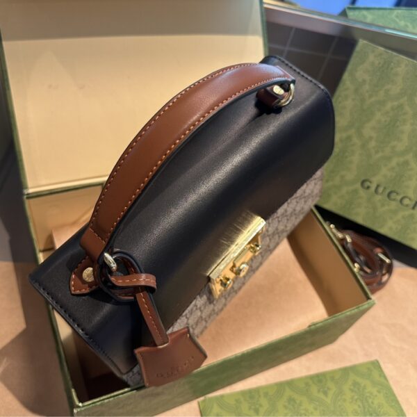 GUCCI PADDLE LOCK GG SUPREME TOP HANDLE BLACK 28CM - Image 2