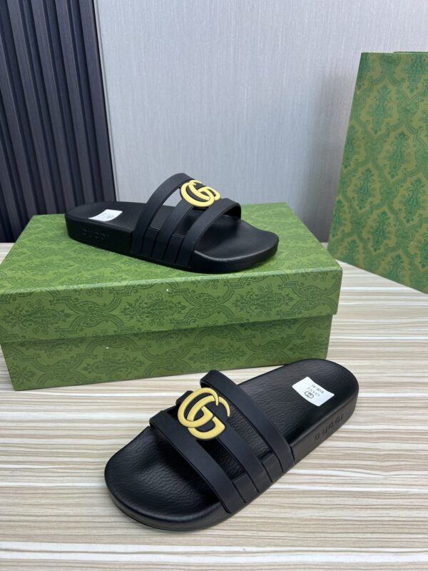GUCCI SLIPPERS SANDALS MULES SUMMER WITH GG LOGO YELLOW - Image 6