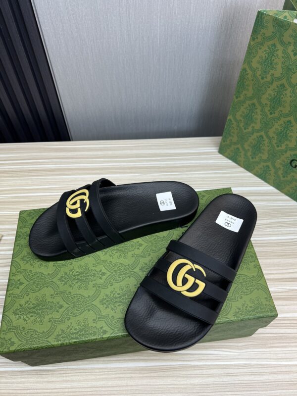 GUCCI SLIPPERS SANDALS MULES SUMMER WITH GG LOGO YELLOW - Image 5