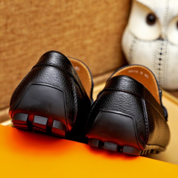 HERMES MEN'S LOAFER MOCCASIN LEATHER WITH H SILVER BLACK - Image 7