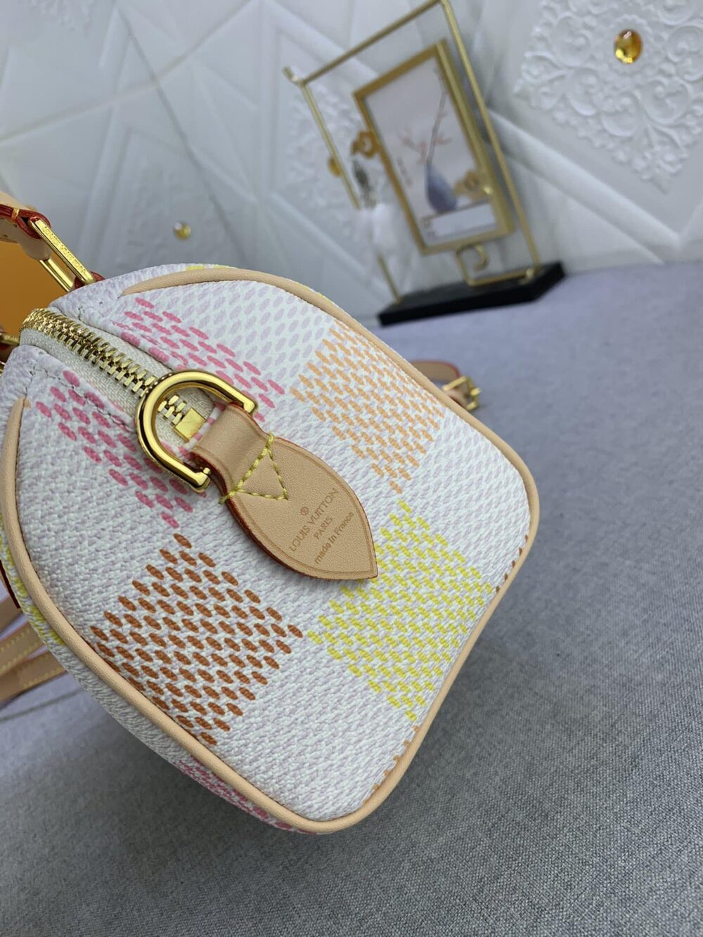 LOUIS VUITTON SPEEDY BANDOULIÈRE DAMIER CANVAS PEACH 20CM - Image 6
