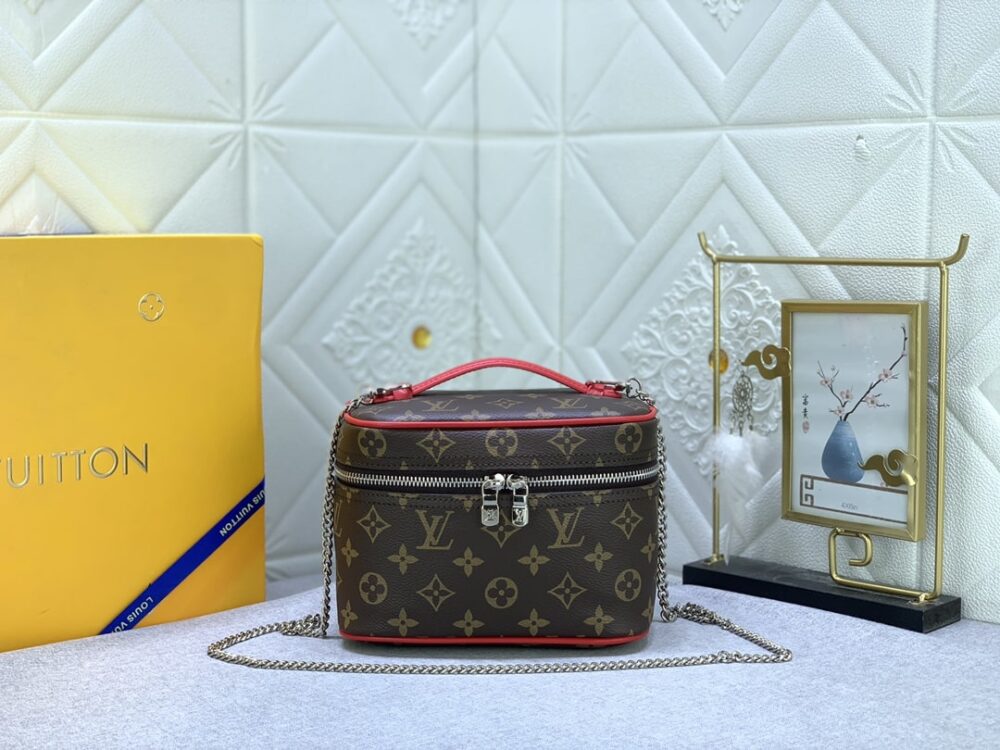 LOUIS VUITTON NICE MINI MONOGRAM CANVAS RED 20CM M46766 - Image 9