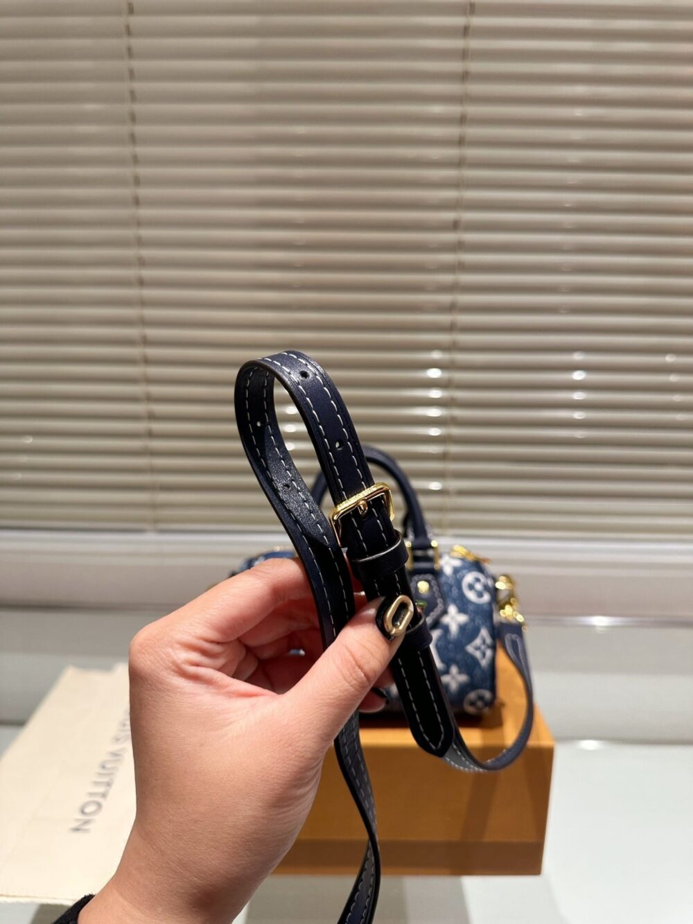 LOUIS VUITTON NANO SPEEDY DENIM BLUE BAG 17CM M81168 - Image 6