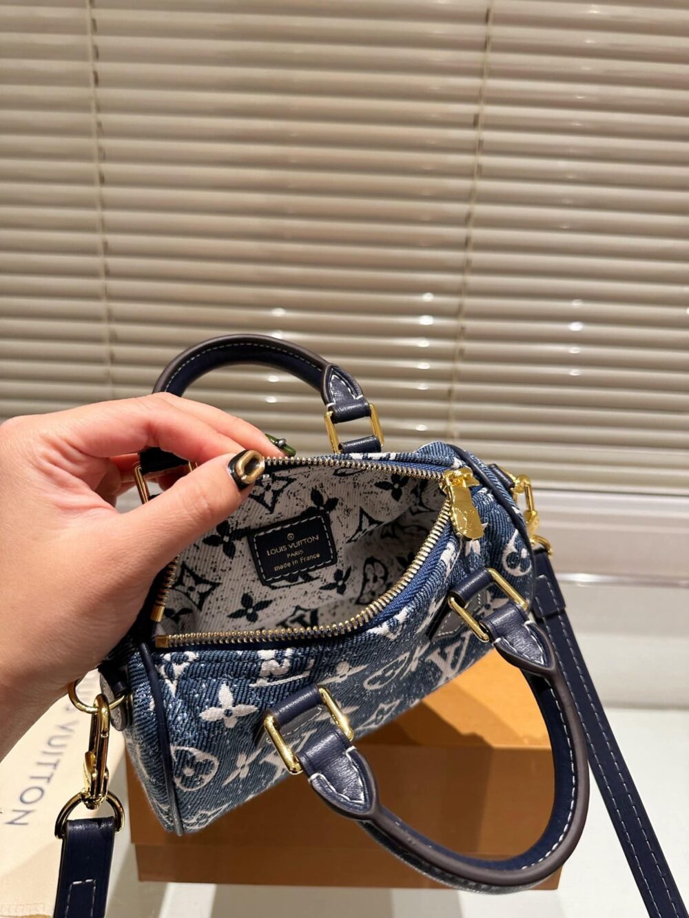 LOUIS VUITTON NANO SPEEDY DENIM BLUE BAG 17CM M81168 - Image 7