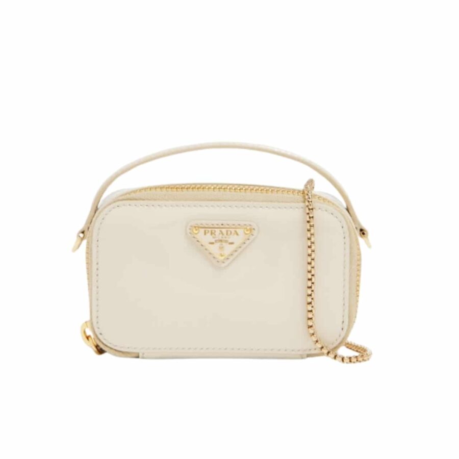 PRADA PATENT LEATHER MINI POUCH WHITE 18CM 1NR025 069 F0304