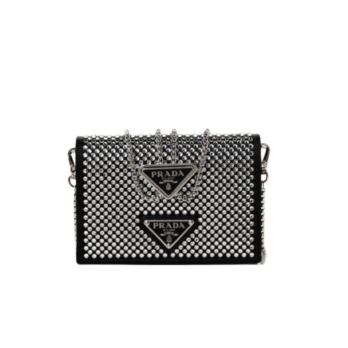 Prada Cardholder With Shoulder Strap And Crystals 13Cm 1Mr024 2Awl F0T7O