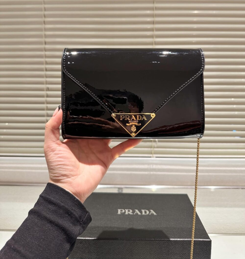 PRADA PATENT LEATHER MINI BAG BLACK 20CM 1BP051 069 F0002 V 5TO - Image 2