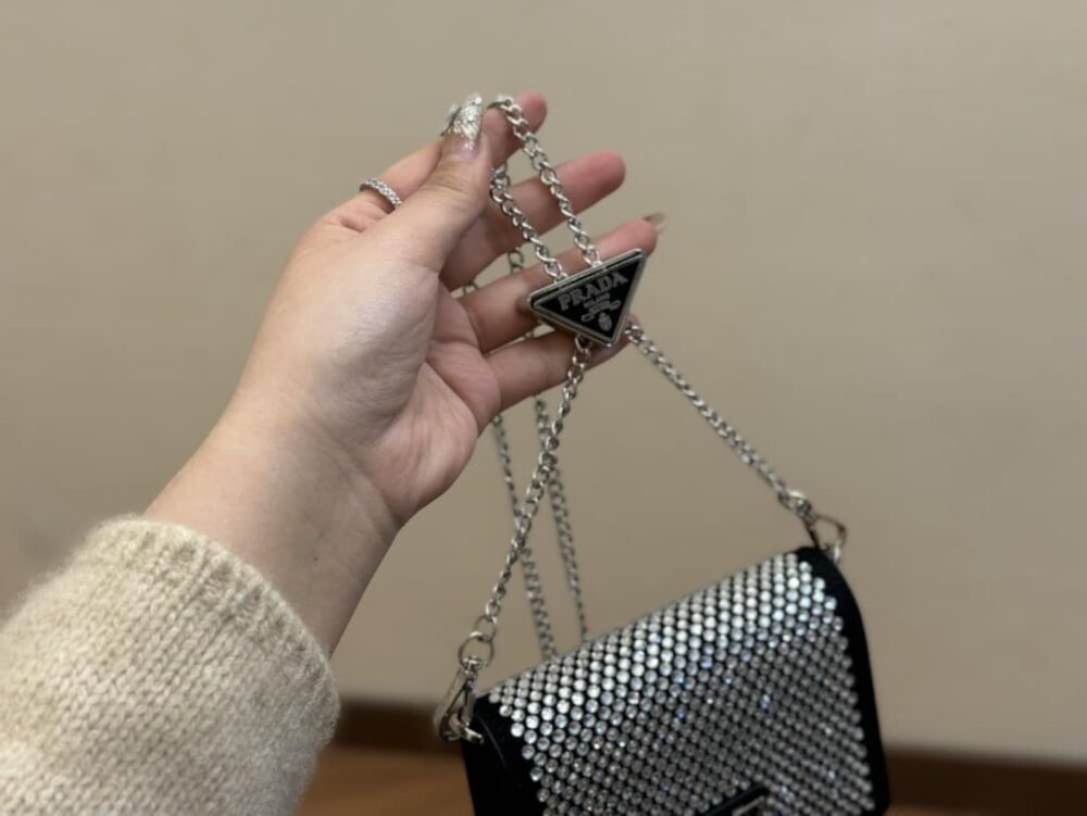 PRADA CARDHOLDER WITH SHOULDER STRAP AND CRYSTALS 13CM 1MR024 2AWL F0T7O - Image 7