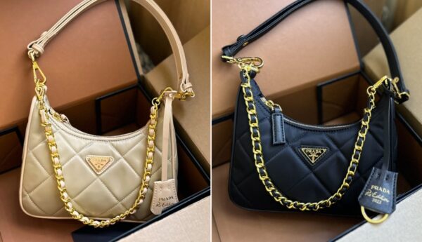 PRADA RE EDITION 1995 CHAÎNE RE NYLON MINI BAG BLACK 22CM 1BC204 2AOS F0002 V QOO - Image 3