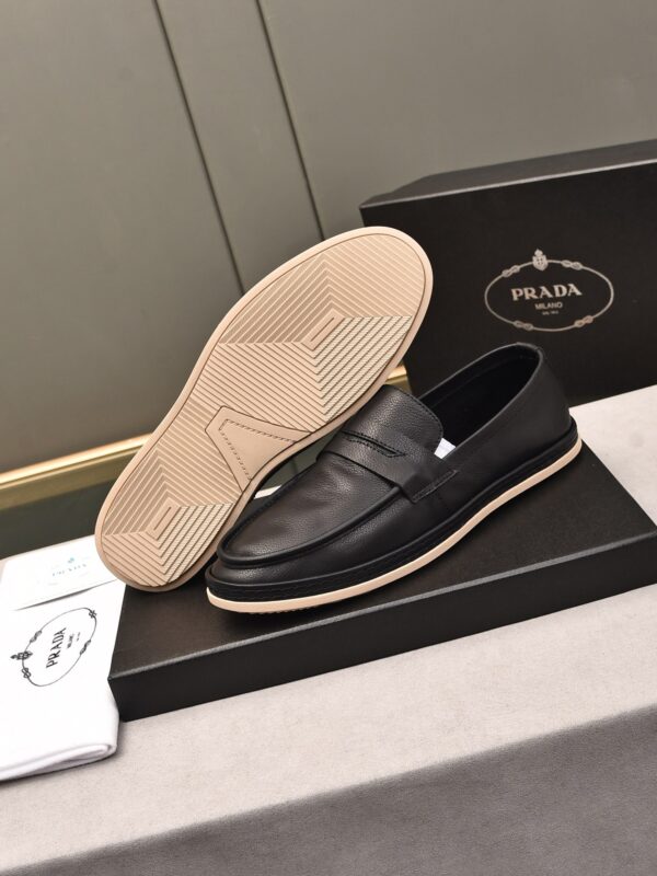 PRADA MEN'S FLAT LOAFERS LEATHER BLACK - Image 4