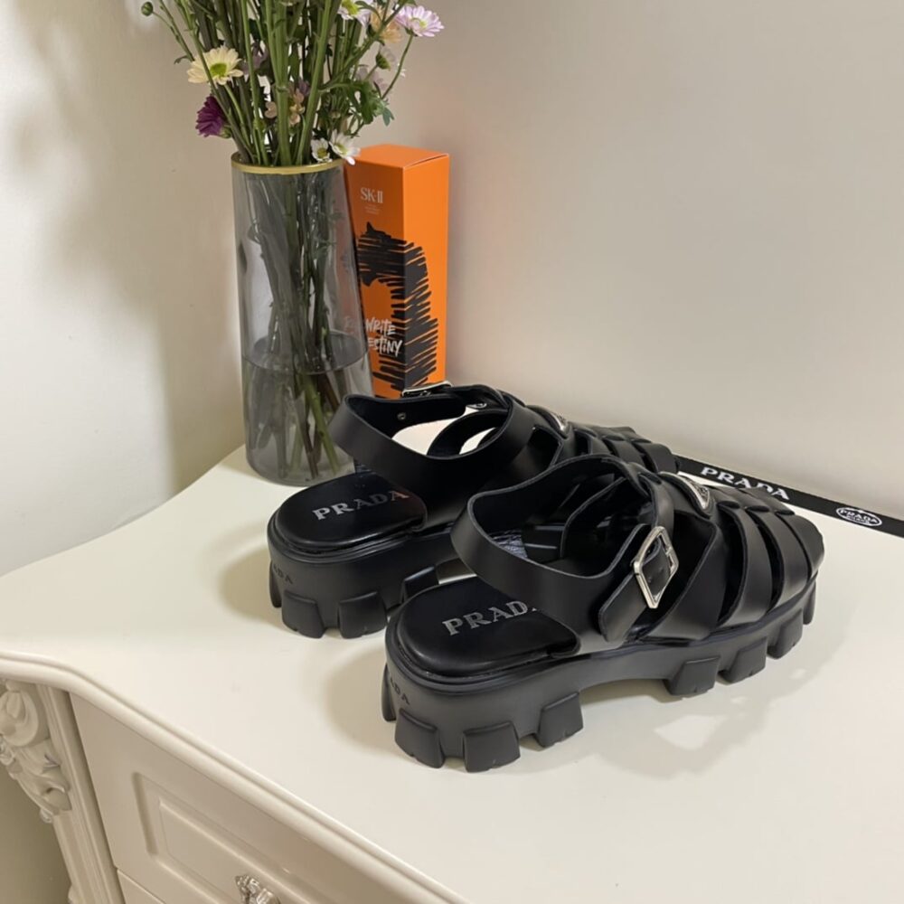 PRADA MONOLITH FOAM RUBBER SANDALS BLACK 1X853M 3LKK F0002 F 055 - Image 3