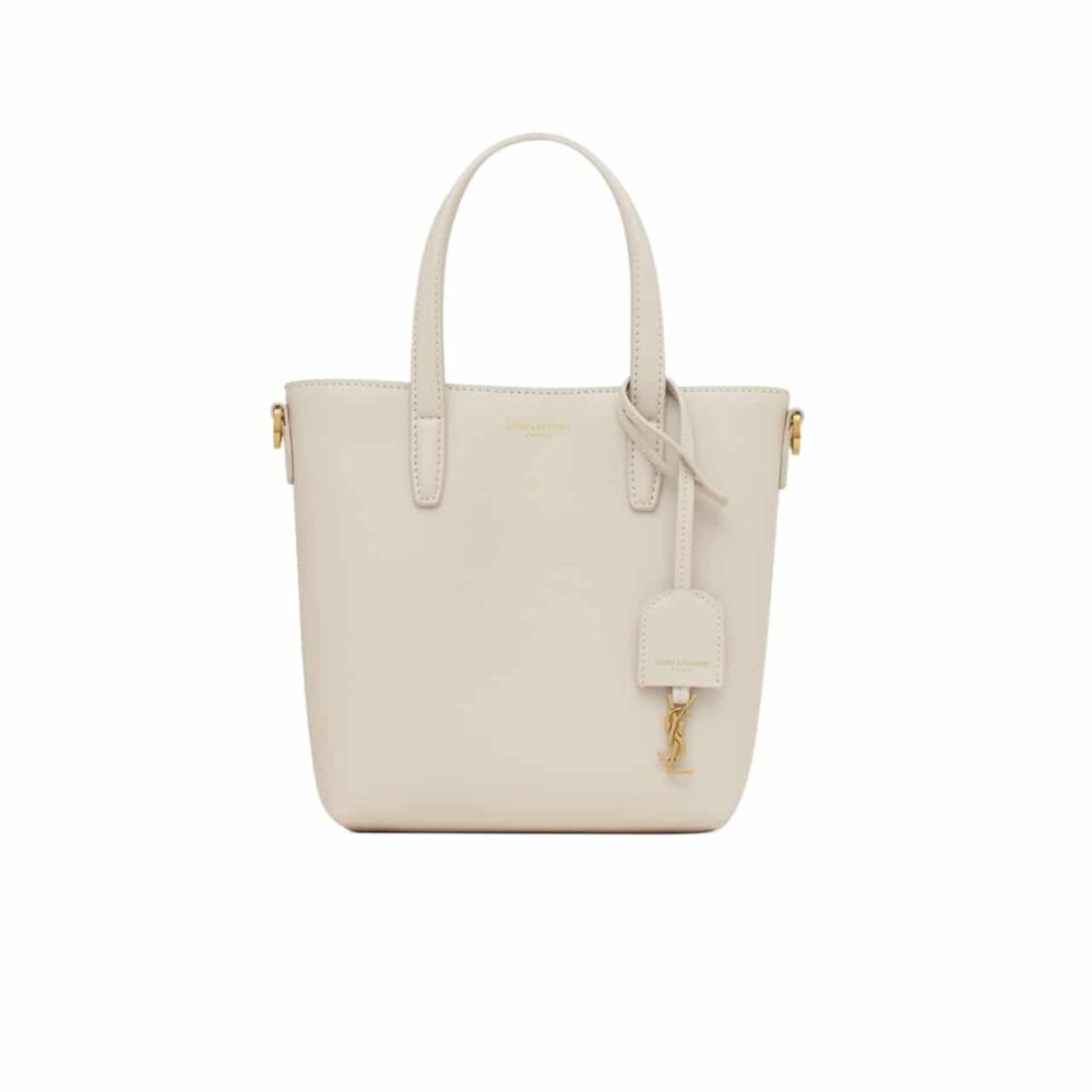 SAINT LAURENT TOY SHOPPING SAINT LAURENT IN BOX LEATHER WHITE 18CM 773995AADDI9207