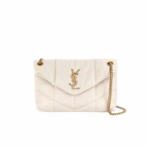 SAINT LAURENT LOULOU PUFFER SMALL SHOULDER BAG IN SOFT CREAM 28CM
