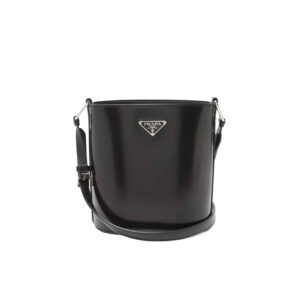 PRADA SPAZZOLATO BUCKET BAG BLACK 17CM