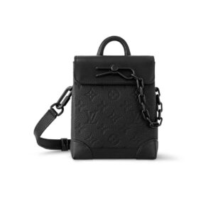 LOUIS VUITTON NANO STEAMER BAG TAURILLON MONOGRAM BLACK 14CM M82772