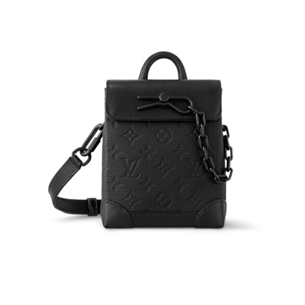 LOUIS VUITTON NANO STEAMER BAG TAURILLON MONOGRAM BLACK 14CM M82772