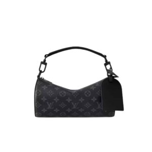 LOUIS VUITTON SOFT POLOCHON MONOGRAM MACASSAR CANVAS BLACK 34CM M46796