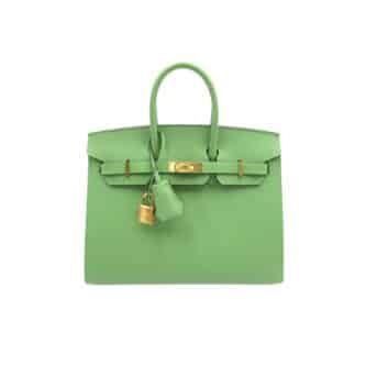 HERMÈS BIRKIN B25 TOGO GRENAT GHW GREEN 20CM