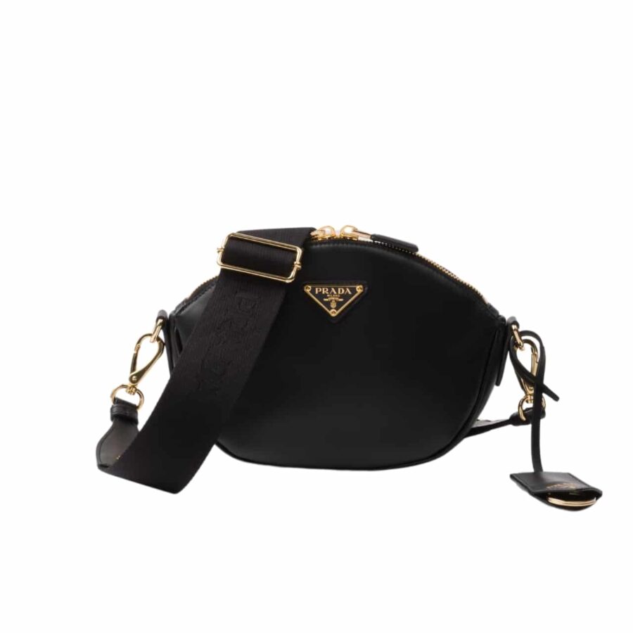 PRADA LEATHER MINI SHOULDER BAG BLACK 21CM 1BH212 2AIX F0002 V NVM
