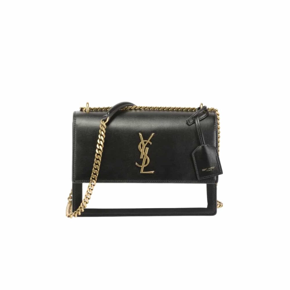 SAINT LAURENT SUNSET SMOOTH LEATHER SHOULDER BAG BICOLOR 23CM