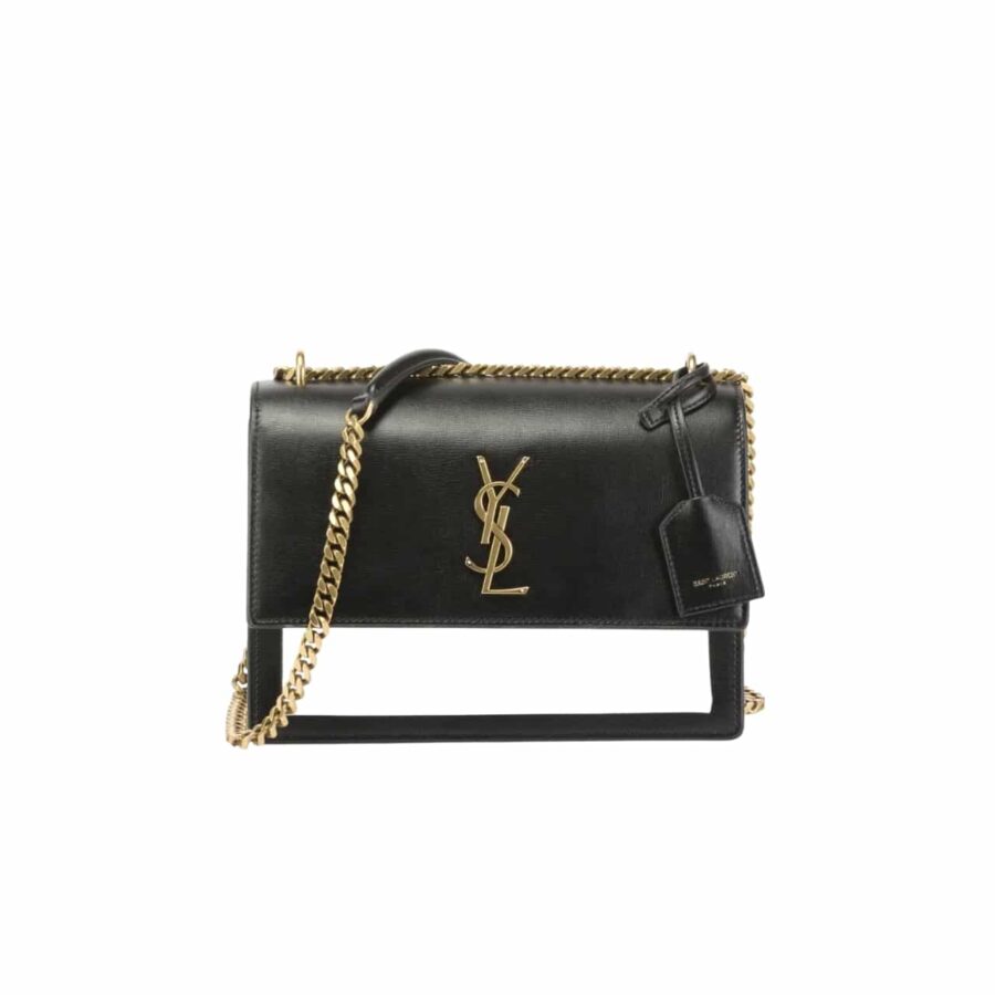 SAINT LAURENT SUNSET SMOOTH LEATHER SHOULDER BAG BICOLOR 23CM