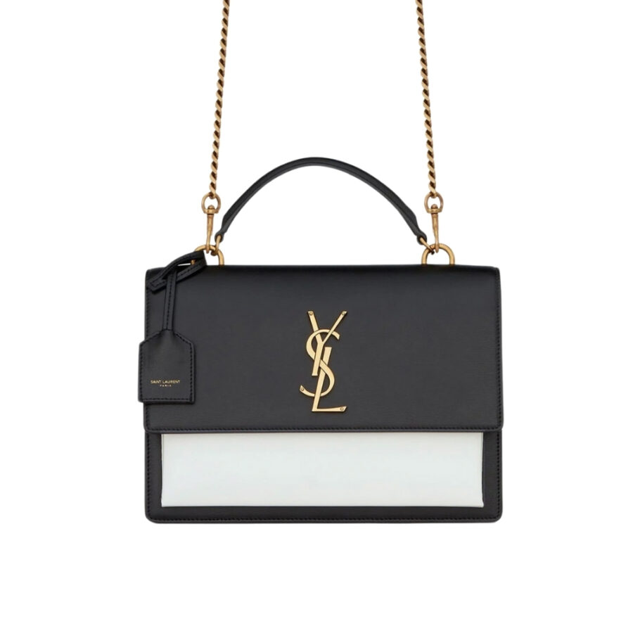 SAINT LAURENT SUNSET MEDIUM IN SMOOTH LEATHER BAG BLACK 22CM 634723 D4267 1031