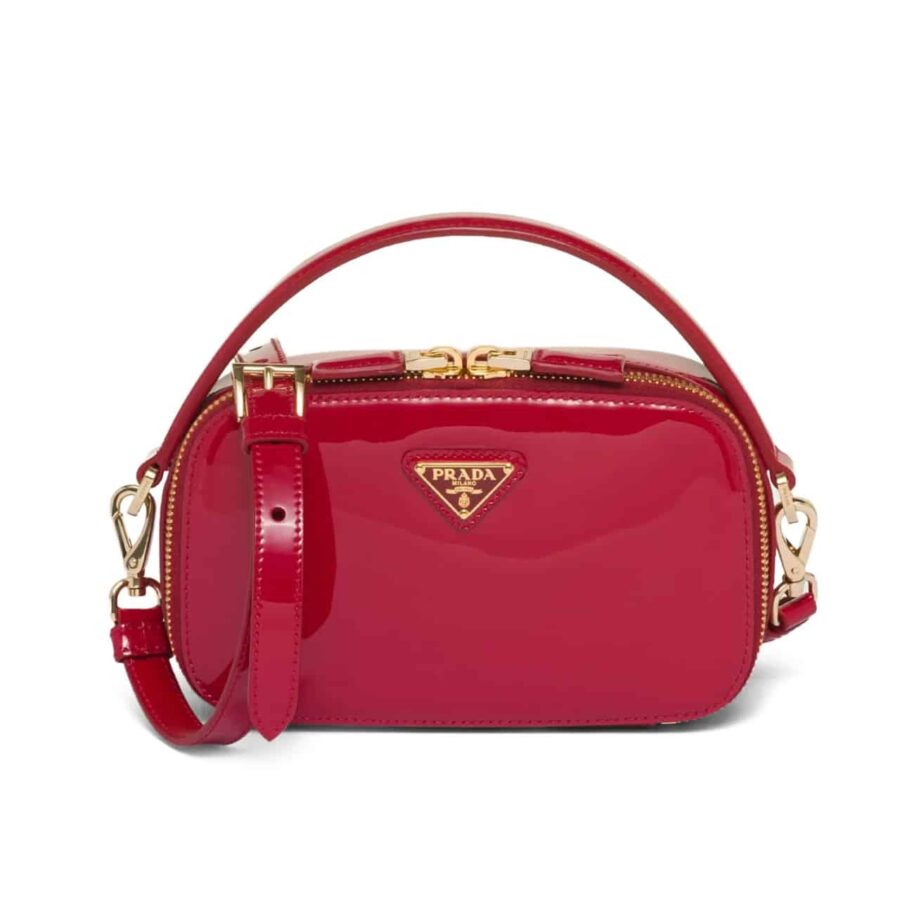 PRADA MINI POUCH PATENT LEATHER CHERRY RED 17CM 1NR025 069 F0E06