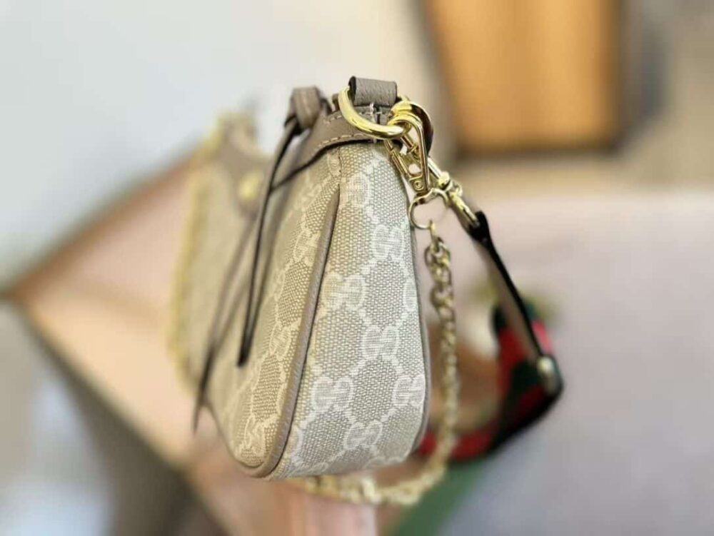 GUCCI OPHIDIA SMALL SHOULDER BAG BEIGE AND WHITE 25CM 735132 UULAG 9682 - Image 3