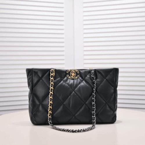 Alternative view of Chanel Quilted 19 East West Shopping Bag Black 35Cm