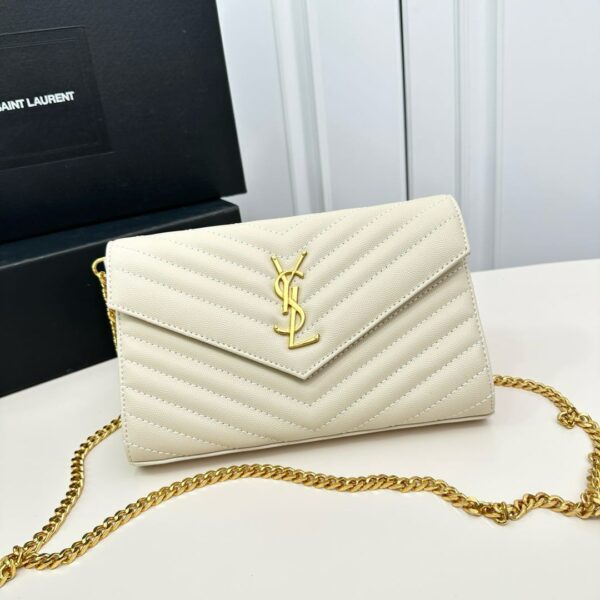 SAINT LAURENT CLASSIC CASSANDRE CHAIN WALLET BAG WHITE 24CM 377828BOW019207 - Image 2