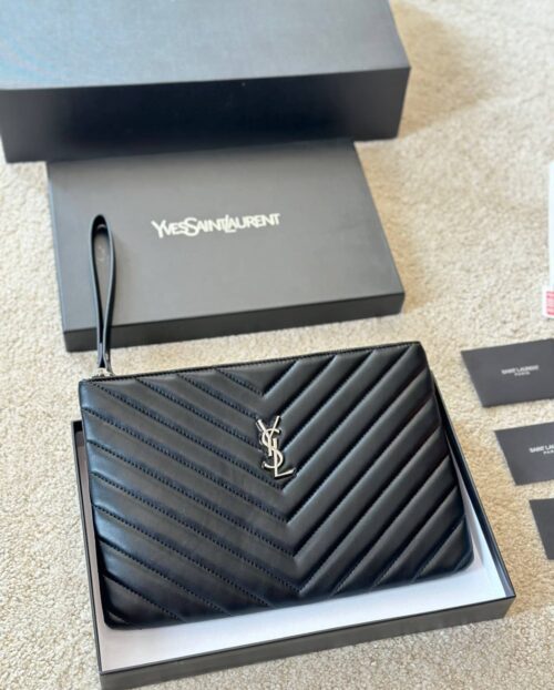Alternative view of Saint Laurent Cassandre Matelassé Tablet Pouch In Quilted Leather Black 30Cm 559193Cwu021000