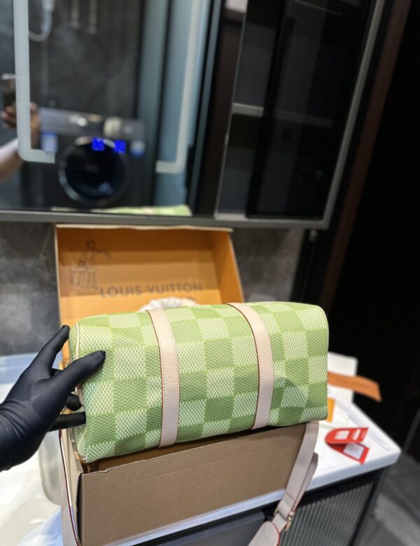 LOUIS VUITTON KEEPALL BANDOULIÈRE DAMIER CANVAS GREEN 35CM N40671 - Image 8