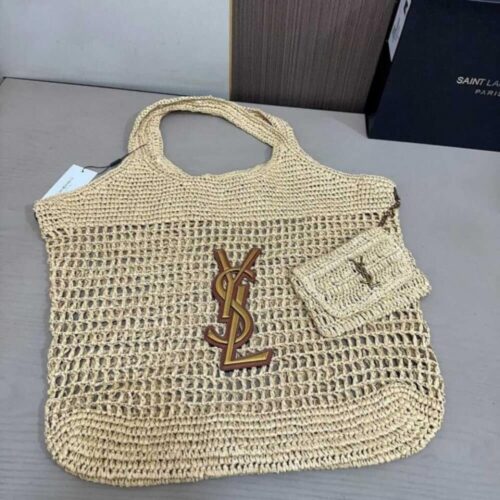 Alternative view of Saint Laurent Icare In Raffia Natural Gold 43Cm 772191GAAEK2063