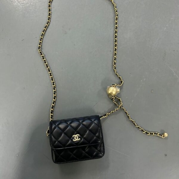CHANEL CLUTCH WITH CHAIN PEARL CRUSH GOLD BLACK 15CM AP1628 B02916 94305 - Image 2