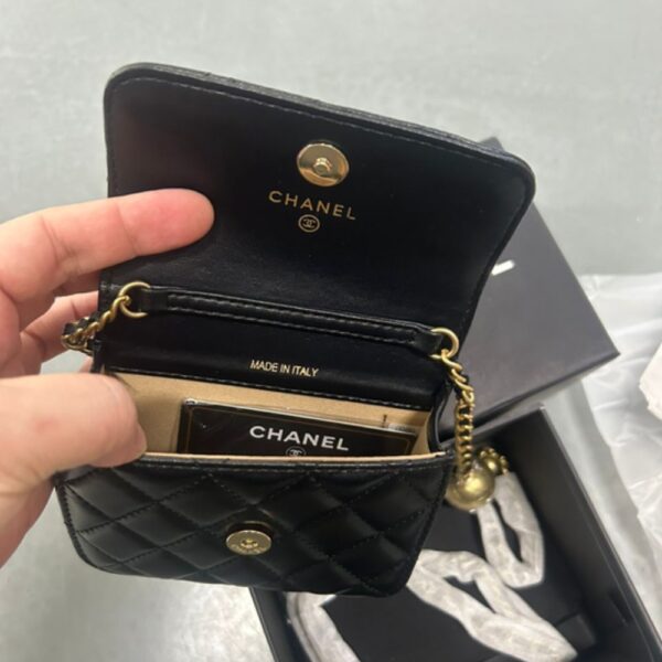 CHANEL CLUTCH WITH CHAIN PEARL CRUSH GOLD BLACK 15CM AP1628 B02916 94305 - Image 4