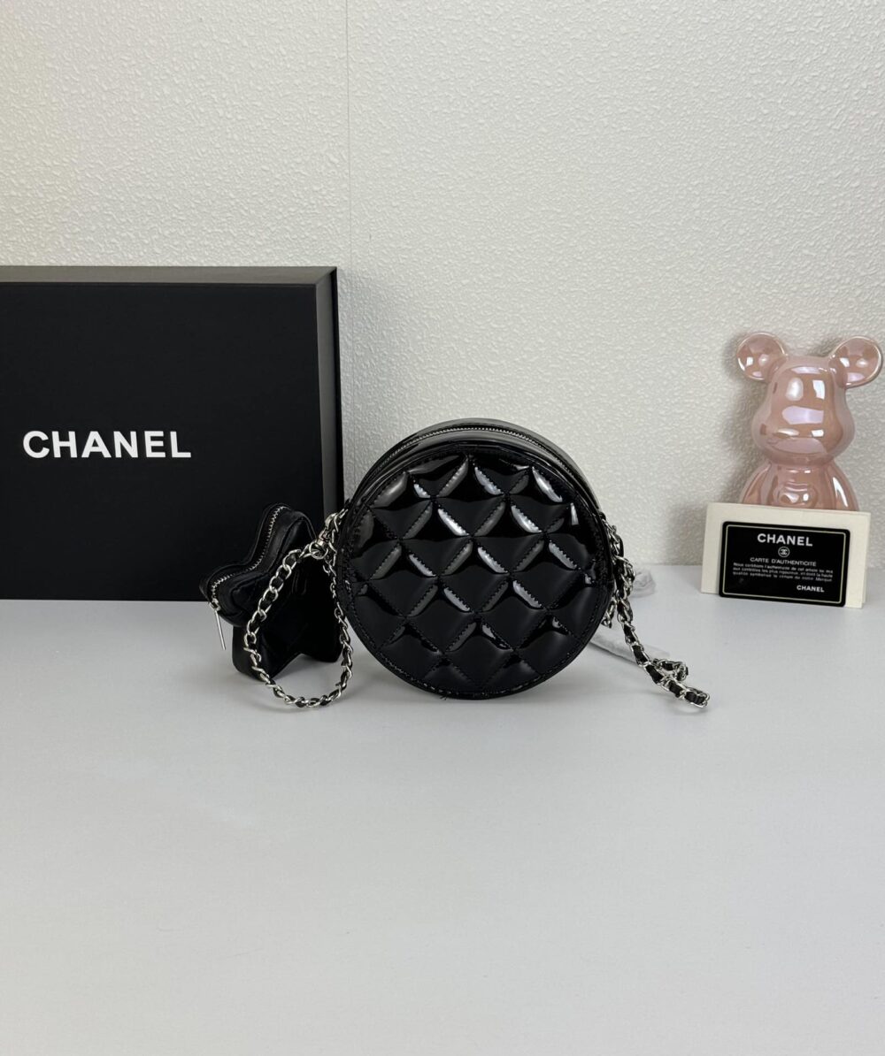CHANEL ROUND WITH CHARM AND STAR COIN PURSE BLACK 15CM - Image 2
