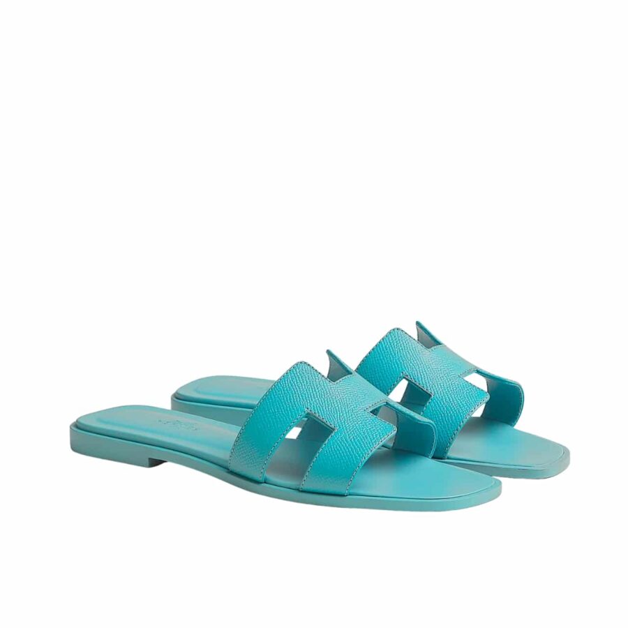 HERMES SLIPPERS FLAT ORAN TURQUOISE H202272Z 6H365