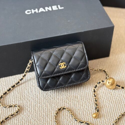 Alternative view of Chanel Clutch With Chain Pearl Crush Gold Black 15Cm Ap1628 B02916 94305